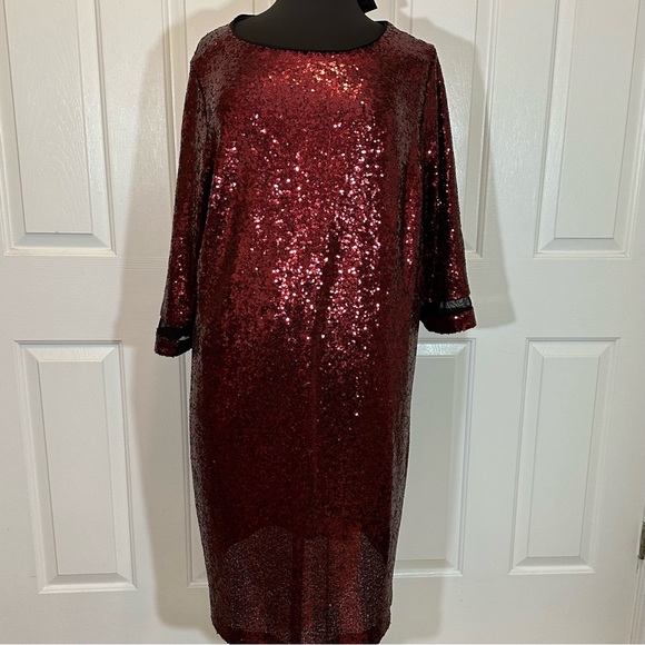 Lane Bryant sequin red shift dress size 24 NWT - Picture 3 of 7